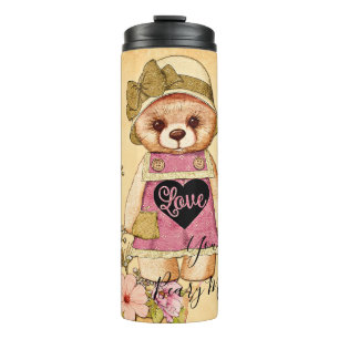 Bouteilles Isothermes Joli ours vintage de la Saint-Valentin