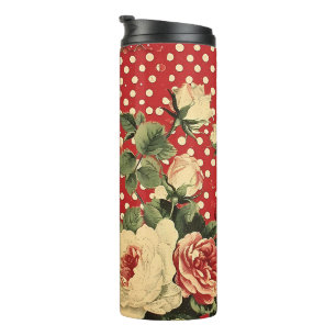 Bouteilles Isothermes Joli Shabby Chic Rouge Floral Coeur Mélange