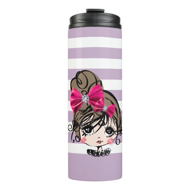Bouteilles Isothermes jolie fille avec arc rose (Devant)
