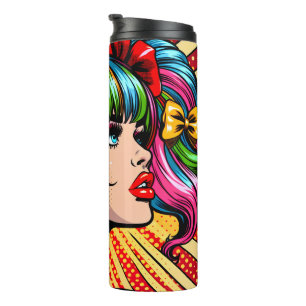 Bouteilles Isothermes Jolie fille de bande dessinée pop art avec des rub