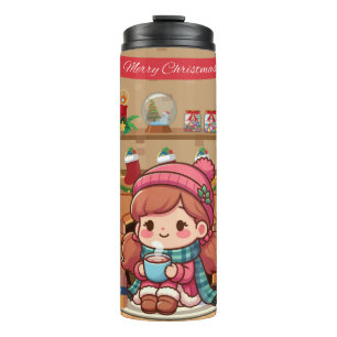 Bouteilles Isothermes Jolie fille de Noël avec cacao