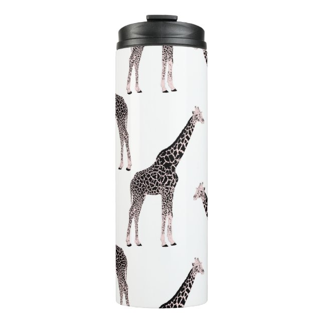 Bouteilles Isothermes Jolie Giraffe noire blanche rose (Devant)