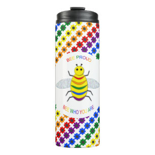 Bouteilles Isothermes Jolie LGBT Fière Abeille arc-en-ciel et fleurs