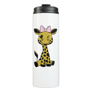 Bouteilles Isothermes jolie petite girafe avec arc rose