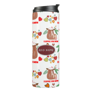 Bouteilles Isothermes Jolie Sloth Brown Motif Je t'aime Maman Coeurs