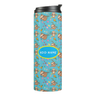 Bouteilles Isothermes Jolie Sloth   Fleurs Motif bleu étoiles Modèle