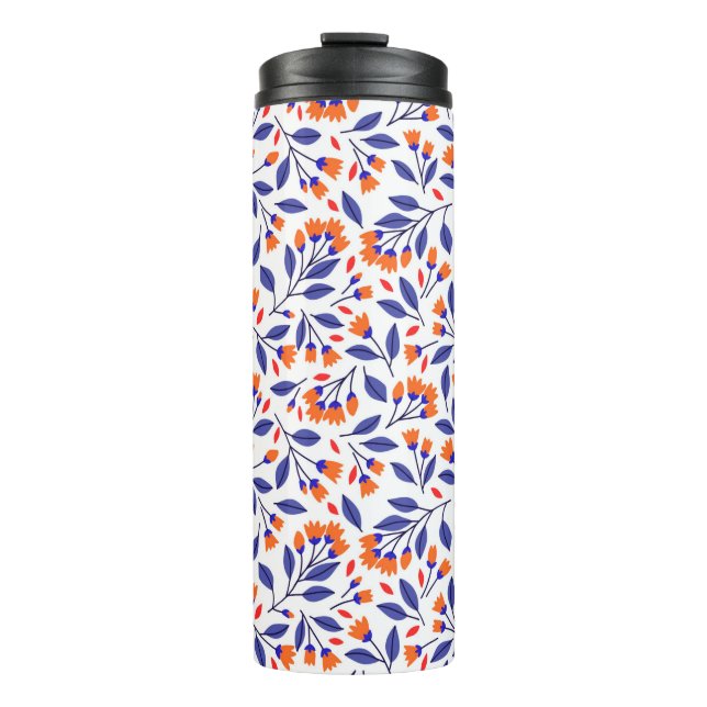 Bouteilles Isothermes Jolies petites fleurs orange sans couture motif (Devant)