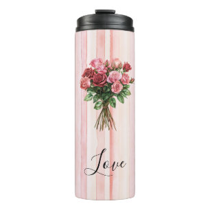Bouteilles Isothermes Jolies Roses À Rayures Roses Floral