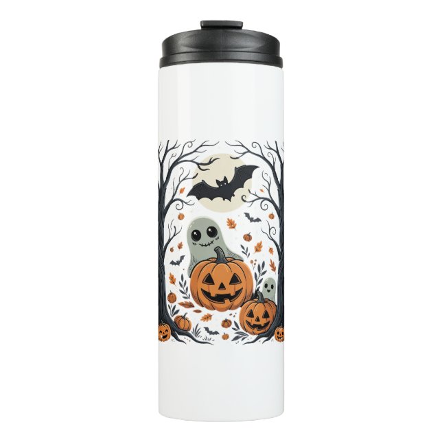 Bouteilles Isothermes Jolis fantômes d'Halloween et forêt de citrouilles (Devant)