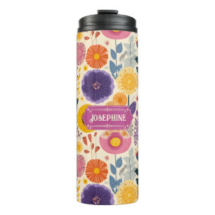Bouteilles Isothermes Joséphine coloré violet et jaune Floral moderne