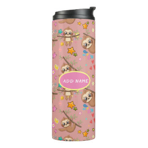 Bouteilles Isothermes Jote Sloth Motif rose Ajouter Votre Texte Floral C