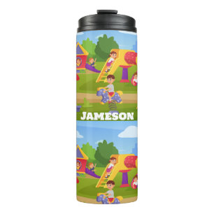Bouteilles Isothermes Jouer des enfants colorés Cartoon Playground Nom d