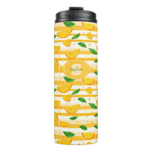 Bouteilles Isothermes Jouer Motif de tranche orange avec Feuilles verts