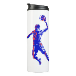 Bouteilles Isothermes Joueur de basket Slam Dunk, Red and Blue Design