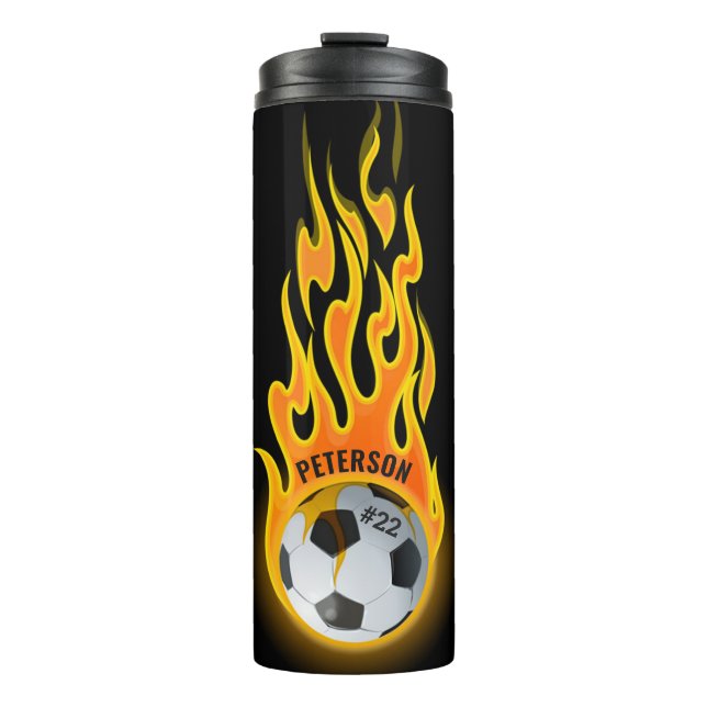 Bouteilles Isothermes Joueur d'équipe de football personnalisé en flamme (Devant)