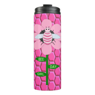 Bouteilles Isothermes Joyeuse Bee Day Girl rose Anniversaire Bumblebee