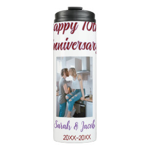 Bouteilles Isothermes Joyeux 10e anniversaire photo mariage nom du coupl