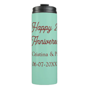 Bouteilles Isothermes Joyeux 25e anniversaire vert mauve pastel boho rét