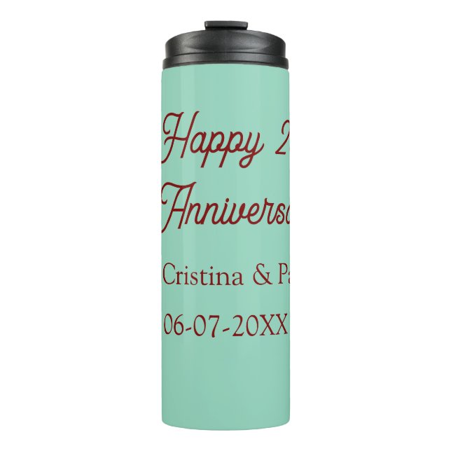 Bouteilles Isothermes Joyeux 25e anniversaire vert mauve pastel boho rét (Devant)