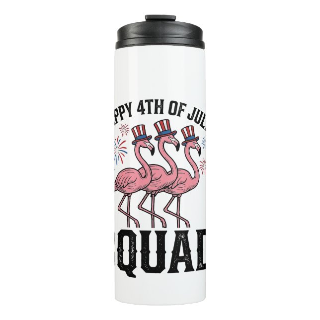 Bouteilles Isothermes Joyeux 4 juillet Flamingo Squad Vector Design_1 (Devant)