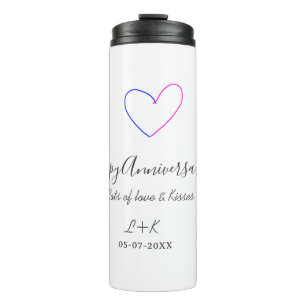 Bouteilles Isothermes Joyeux anniversaire rose bleu cœur nom date simple