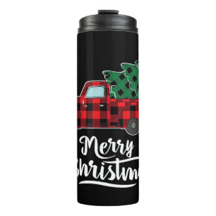 Bouteilles Isothermes Joyeux Buffalo de Noël Plaid Arbre de Noël Rouge