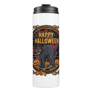 Bouteilles Isothermes Joyeux Halloween Chat Noir Citrouilles Os_1