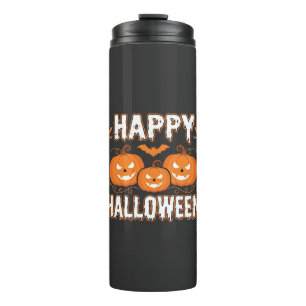 Bouteilles Isothermes Joyeux Halloween Citrouille Chauve-Souris Vecteur