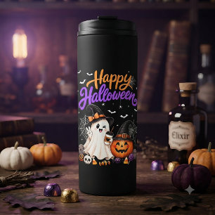 Bouteilles Isothermes Joyeux Halloween Gentil Fantôme Citrouille Effraya
