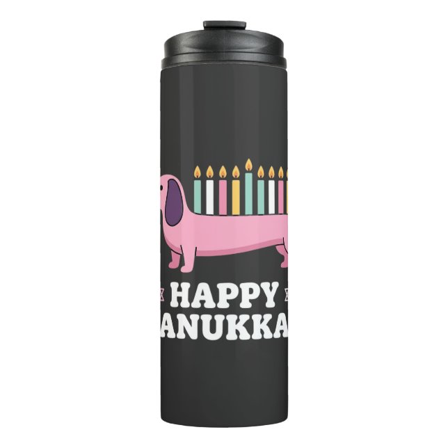 Bouteilles Isothermes Joyeux Hanukkah chien teckel (Devant)