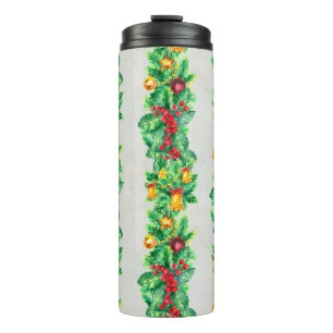 Bouteilles Isothermes Joyeux motif sans couture de Noël avec guirlandes.