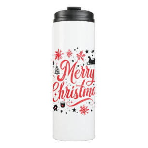 Bouteilles Isothermes Joyeux Noël Design moderne Rouge et blanc