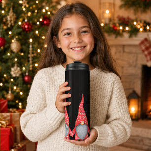 Bouteilles Isothermes Joyeux Noël Gnomes Rouges Thermique Tumbler Noir
