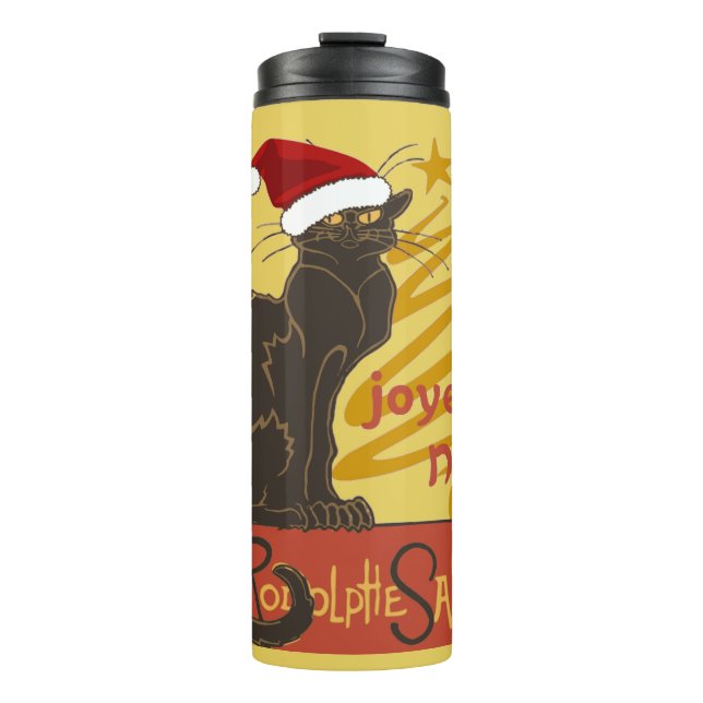 Bouteilles Isothermes Joyeux Noel Le Chat Noir With Stylized Golden Tree (Devant)