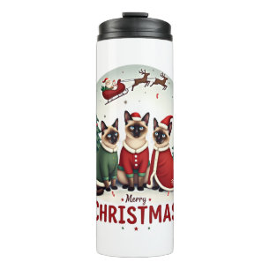 Bouteilles Isothermes Joyeux Noël Trois Santa Elfe Renne Siamois C