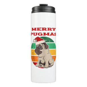 Bouteilles Isothermes Joyeux Pugmas, Carlin drôle, Chien de Noël, Noël