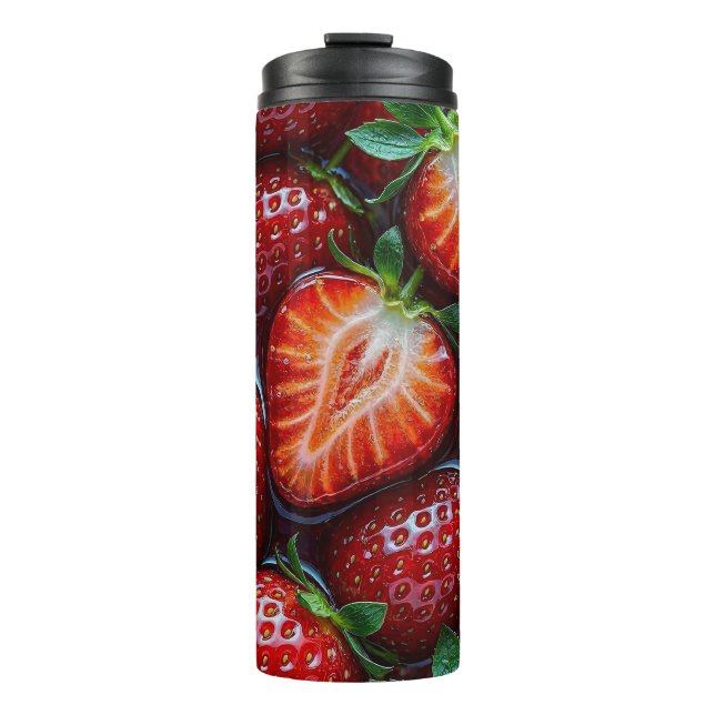 Bouteilles Isothermes Juicy Fresh Red Strawberries Summer Fruit Pattern (Devant)
