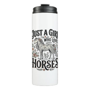 Bouteilles Isothermes Juste une fille qui aime les chevaux Design floral
