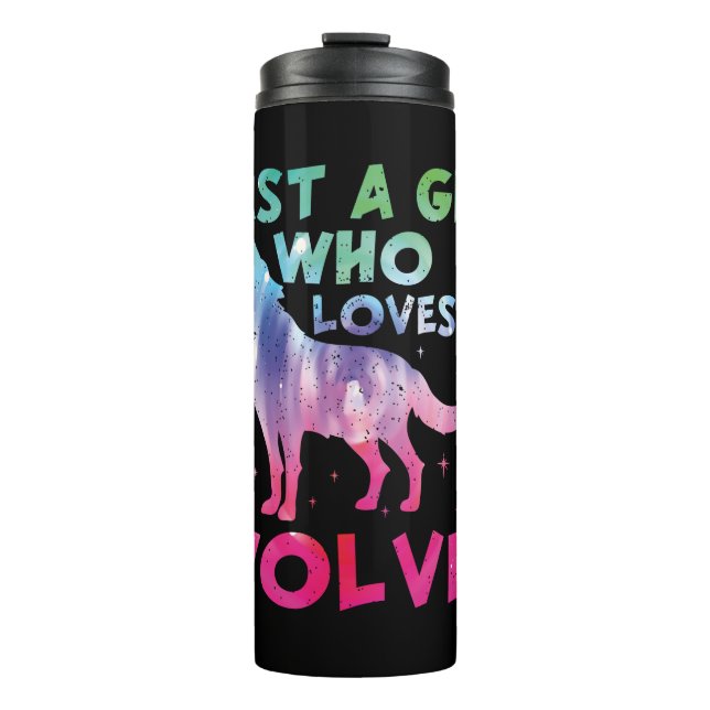 Bouteilles Isothermes Juste une fille qui aime les loups aquarelle (Devant)