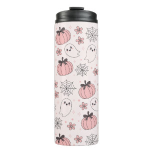 Bouteilles Isothermes Kawaii Halloween rose Fantômes et Citrouilles