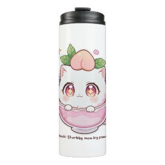 Bouteilles Isothermes Kawaii Peach Chat dans le Tumbler Thermal Teacup