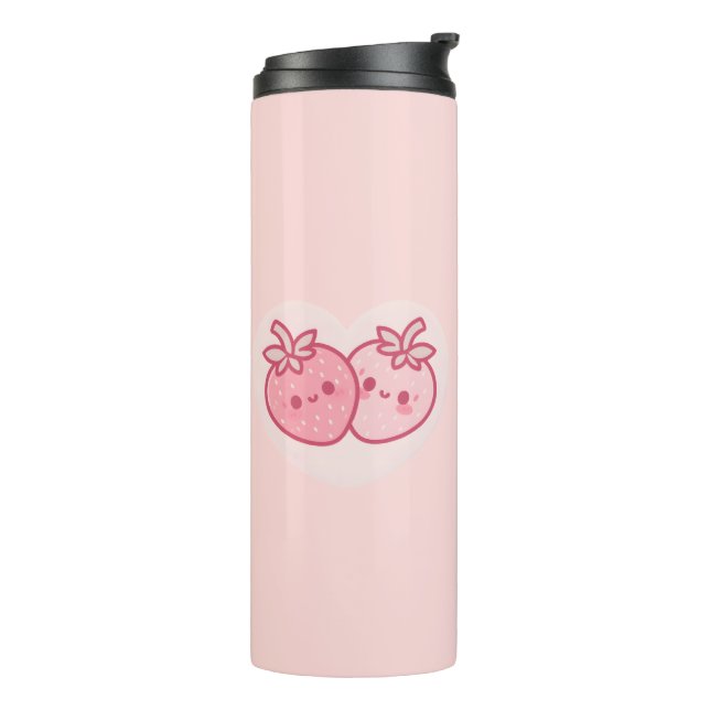 Bouteilles Isothermes Kawaii Valentines roses Fraises (Tourné sur la gauche)