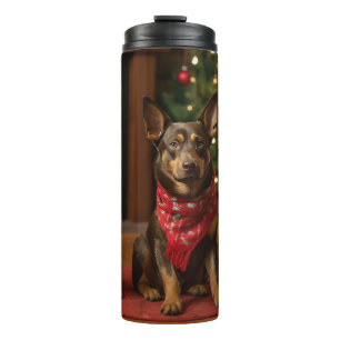 Bouteilles Isothermes Kelpie australien au coin de la cheminée de Noël