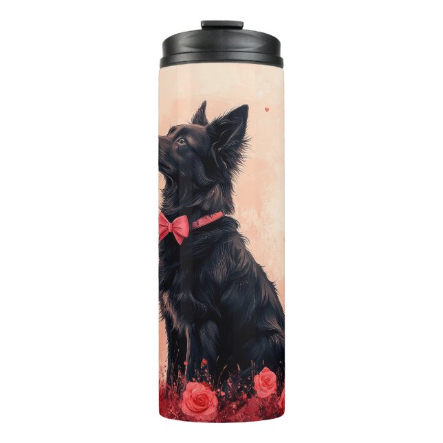 Bouteilles Isothermes Kelpie australien avec des roses - Saint-Valentin (Devant)