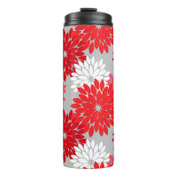 Kimono floral moderne Imprimer, Coral rouge et gri