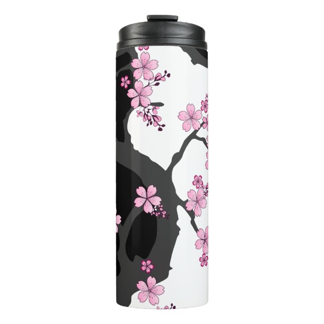 Bouteilles Isothermes Kimono japonais Sakura noir et blanc (Devant)