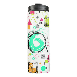 Bouteilles Isothermes Kit Tambour : Aquarelle Memphis Retro.