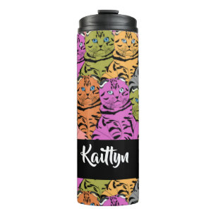 Bouteilles Isothermes Kitties rayées de nom personnalisé