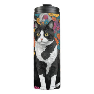 Bouteilles Isothermes Kitty au milieu des fleurs
