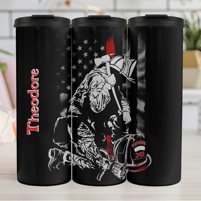 Bouteilles Isothermes Kneeling Firefighter Thin Red Line (Créateur téléchargé)